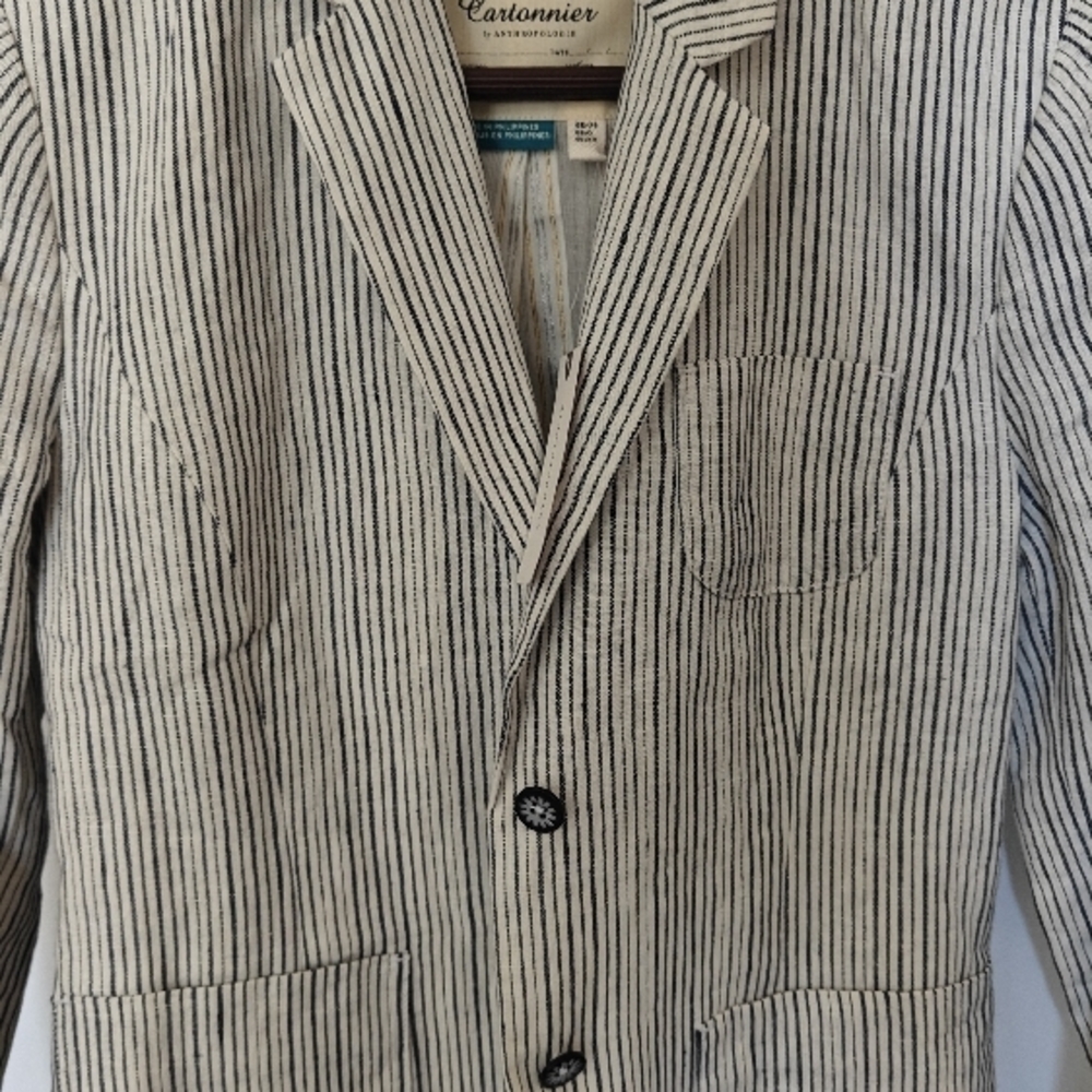 Cartonnier Black and White Striped linen Blazer